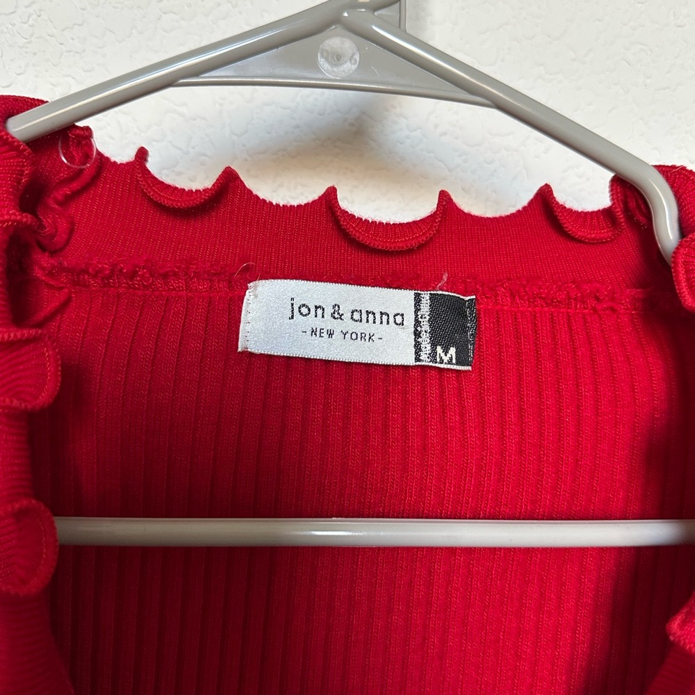 Jon & Anna Red Ruffled Cardigan - Picture 3 of 4